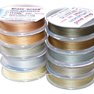 Set di Fili TYTAN per Beadwork 10 pezzi | 0,1mm 100m/0.003937/3937.01in | Mix Beige-Grigio | Lavorazione di Perle | Creazione di Gioielli