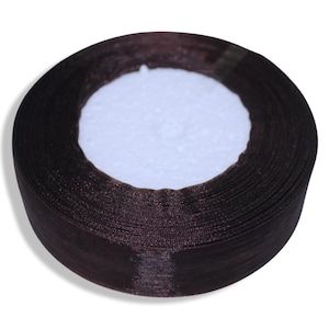 Organza Ribbon 2.5cm/45m Brown | Sheer Fabric Tape | Crafting Supply | Gift Wrapping | Wedding Decoration | DIY Sewing Trim
