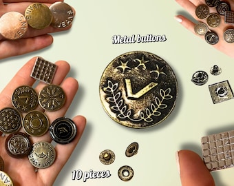 Metal Jeans Button Clothing | Set of metal buttons with back pin for clothing | Snap Fasteners 10 pieces
