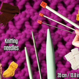 Knitting Needles | Long | Metal/Teflon  | 35 cm / 13.8 in | Durable Craft Tools | High-Quality | Perfect for DIY Projects