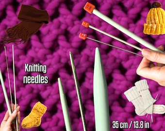Knitting Needles | Long | Metal/Teflon  | 35 cm / 13.8 in | Durable Craft Tools | High-Quality | Perfect for DIY Projects