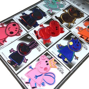 Peppa Pig Embroidered Patch Set | Iron-On Applique Badge | Clothing Decor Set of 9 | 7x9 cm | Fabric Stickers for Kids | DIY Sewing