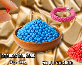 Duże Koraliki Szklane 6/0 ≈ 0,4 mm / 0,016 in do Wyrobu Biżuterii | 100 g / ≈ 3,5 oz | Hurtowe Materiały Rękodzielnicze