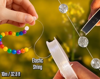 Elastic String | White Stretch Cord | 10m / 32.8 ft | 0.8mm / 0.03 in | Jewelry Making | Beading Thread | Elastic Wire | Bracelet String