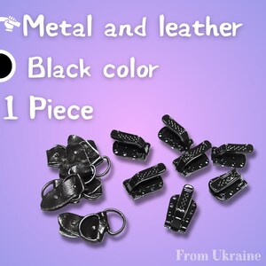 May include: Black metal and leather clasps, 1 piece.