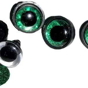 Shiny | Sparkling | Glitter | Green Safety Eyes | Toy Eyes with Backings | 10pcs | 14mm/0.551 | Craft Supplies for Amigurumi | Dolls