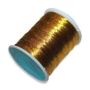 Filo Lurex Oro | Filato Metallico | 100m/394in | 0,1mm/0,004in | Maglia | Uncinetto | Materiali Creativi | Lucente | Glitter | Cucito