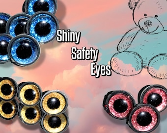 Shiny Safety Eyes for Crafts | 10pcs | Secure Backing | Amigurumi Doll Eyes | Plush Toy Eyes | DIY Craft Supplies