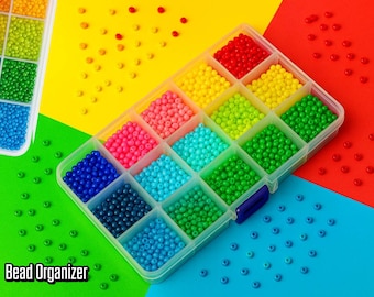 Organizador de cuentas | 10/15/24 compartimentos | Almacenamiento de cuentas | Caja de suministros para joyería