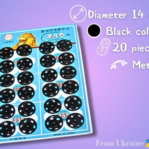 Black metal sewing buttons 20 pieces 14mm/0.55inches | Set of black buttons for clothes