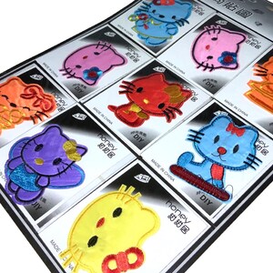 Cat | Patch | for Clothing | Applique | Kitten Design | Set of 9 | 7x8cm | Decorative Patch | Iron On | Sew On | DIY Craft Supplies