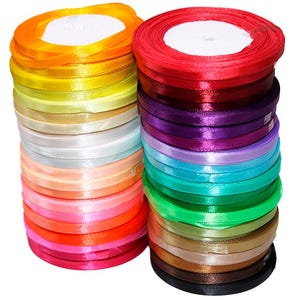 Set Nastri di Raso Tutti i Colori 0,6 cm x 23 m / 0.24 in x 905 in | 45 Rotoli | Fai-da-te | Confezioni Regalo