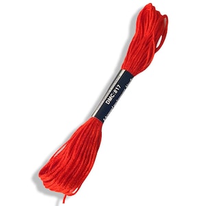 DMC Floss Embroidery Thread 8m 817 | Cross Stitch Yarn | Needlepoint | Red Cotton | Craft Supplies | Sewing Material