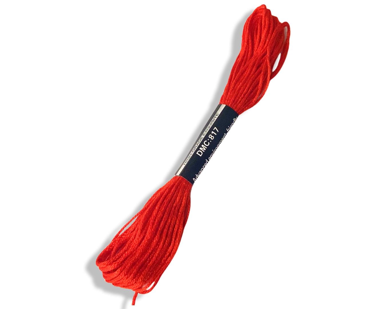 DMC Floss Embroidery Thread 8m 817 | Cross Stitch Yarn | Needlepoint | Red Cotton | Craft Supplies | Sewing Material