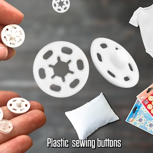 White Plastic Sew-On Buttons | Set of White Buttons for Clothes | Round Flat Sewing Buttons for DIY | Shirts  and Craft Projects
