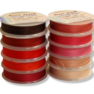 Set di Fili per Perline TYTAN | 10 Bobine | 0.1mm | 100m / 0.003937 / 3937.01in | Mix Rosso-Rosa | Filo Resistente e Durevole