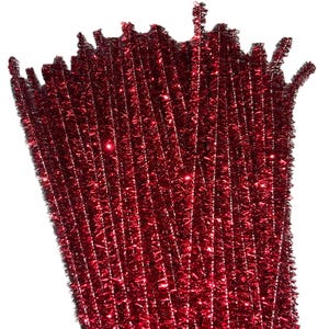Red Chenille Stems | Craft Pipe Cleaners | Fuzzy Wires | 30cm/11.8in Length | 7mm/0.28in Diameter | 100 Pieces | Supplies for DIY Projects