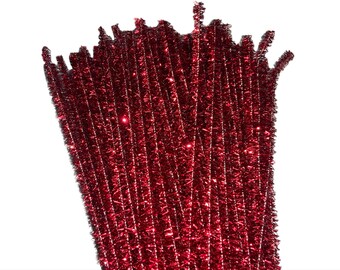 Red Chenille Stems | Craft Pipe Cleaners | Fuzzy Wires | 30cm/11.8in Length | 7mm/0.28in Diameter | 100 Pieces | Supplies for DIY Projects