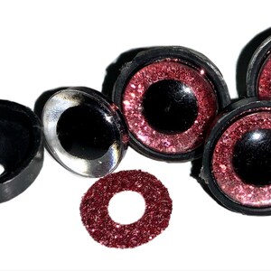 Sparkly Pink Safety Eyes for Crafts | 10pcs | 14mm/0.551  | Doll Eyes | Toy Eye Accessories | Glitter Eyes for Stuffed Animals