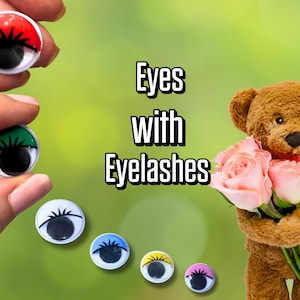 Doll Eyes with Eyelashes | Eyes for Crafts | Dolls and Stuffed Animals Eyes | DIY Plush Toy Supplies | 10pcs