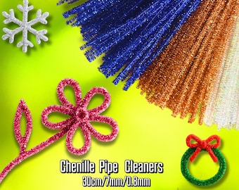 Tallos de Chenilla para Manualidades | 30 cm de largo | 7 mm de diámetro | Alambre de 0,8 mm | Paquete de 100 unidades