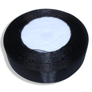 Organza Ribbon 2.5cm | 45m | Black | Sheer Craft Ribbon | Gift Wrapping | Wedding Decor | DIY Bows | Sewing Trim | Party Supplies