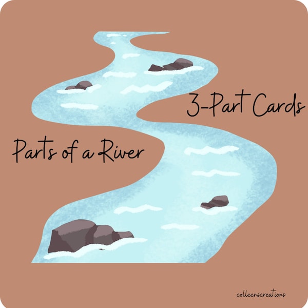 Parts of a River: Montessori 3 Part Cards