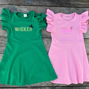 green emerald velvet dress Wicked Witch Glinda Cosplay Costume Pink Dress Halloween Outfit ACcosplay, Kid / 6T(120cm) / Full Set + Pannier