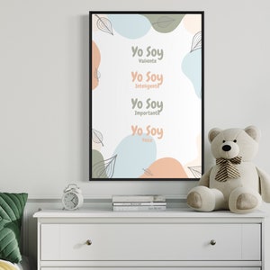 afirmaciones diaria para niños ,Descarga digital de afirmaciones de arte mural para niños
