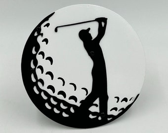 Custom Created "Golfer" Metal Receiver Hitch Cover