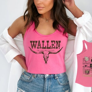 Wallen 2 Side Tank Top, One Thing At A Time Shirt, Wallen Western Tank Top, Cowboy Wallen Shirt, Wallen Bullhead Shirt