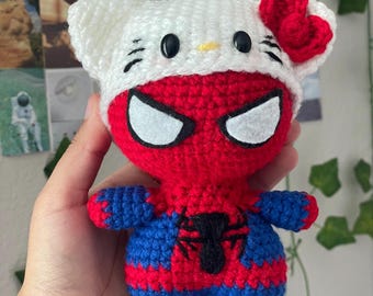 Crochet Spider With A Kitty Hat Beanie