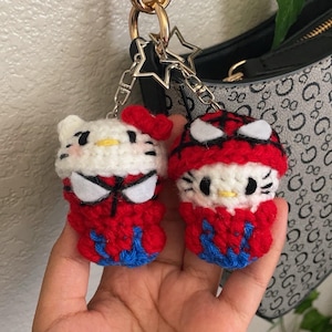 Crochet Couples Keychains Of Spider Kitty And Spider Cat