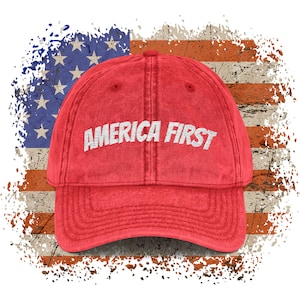Gorra bordada vintage - &quot;América primero&quot;, regalo patriótico, ropa informal para exteriores, gorra unisex, orgullo estadounidense, 47, Estados Unidos, gorra patriota