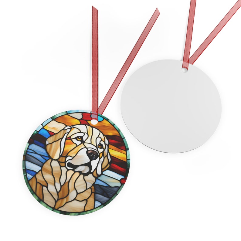 Golden Retriever Ornament, Stained Glass Printed Pattern Aluminum
