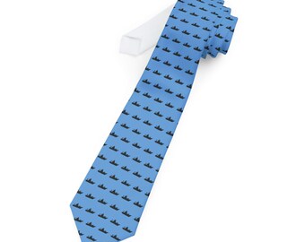Battleship Pattern Necktie, Sailor Gift, Nautical Tie