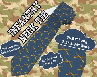 Infantry Insignia Pattern Necktie | Infantry Blue Background