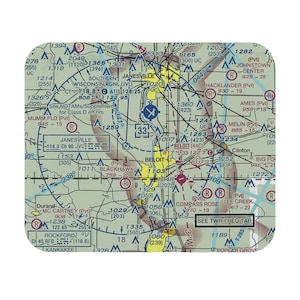 Mousepad VFR seccional de aviação personalizável, presente piloto, entusiasta da aviação, navegação de voo, mouse pad personalizado, escola de voo
