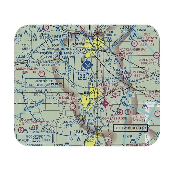 Customizable Aviation Sectional VFR Mousepad, Pilot Gift, Aviation Enthusiast, Flight Navigation, Personalized Mouse Pad, flight school