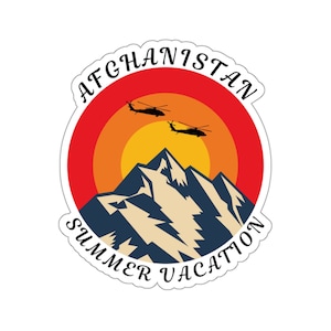 Afghanistan Vacation Sticker, Veteran Sticker, Afghanistan War Veteran, Kiss-Cut, summer vacation, helicopter sticker, gift for soldier