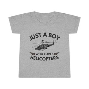 Just a Boy Who Loves Helicopters Toddler T-Shirt, Kids Aviation Tee, Gift for Boys, Airplane Lover Shirt, Birthday Outfit