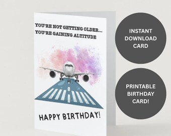 Aviation Birthday Card Printable | Pilot Birthday Card | Airplane Birthday Card | Funny Pilot Gift | Instant Download Card | Aviation Humor