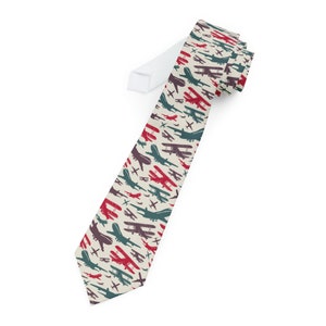 Airplane Necktie, Christmas Gift for Pilots, Fancy tie, Birthday Present, Unique Christmas gift for him, aviation, dad, husband, fathers day