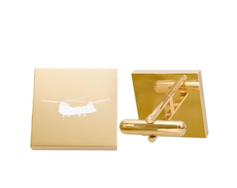 CH47 Chinook Square Engraved Cufflinks | Men's Formal Accessory, Military Ball Chinook Pilot Gift, ASU, Mess Dress