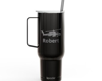 Personalized Apache Pilot Gift Tumbler, custom Etched travel tumbler for army helicopter pilot,, AH64 Apache attack helicopter