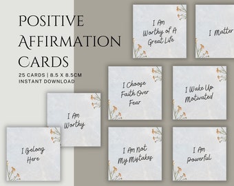 25 druckbare Affirmationskarten, Motivationskarten, Manifestationskarten, positive tägliche Affirmation