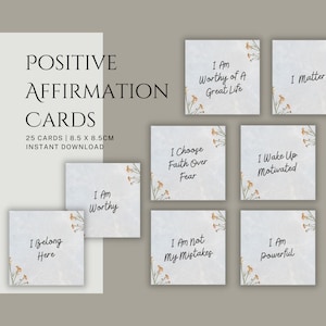 25 druckbare Affirmationskarten, Motivationskarten, Manifestationskarten, positive tägliche Affirmation
