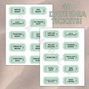 40 boletos de ideas de fecha imprimibles, ideas de citas para parejas, descarga instantánea, boletos imprimibles, ideas lindas de citas, ideas de citas divertidas, tarjetas de parejas