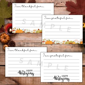 I Am Thankful For Cards Printable, I Am Grateful For Cards Printable, Thanksgiving Table Cards, Printable Gratitude Cards, Instant Download