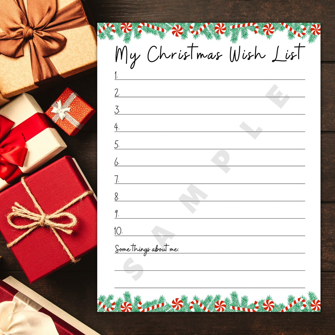Christmas Wish List Printable, My Christmas Wish List, Instant Download